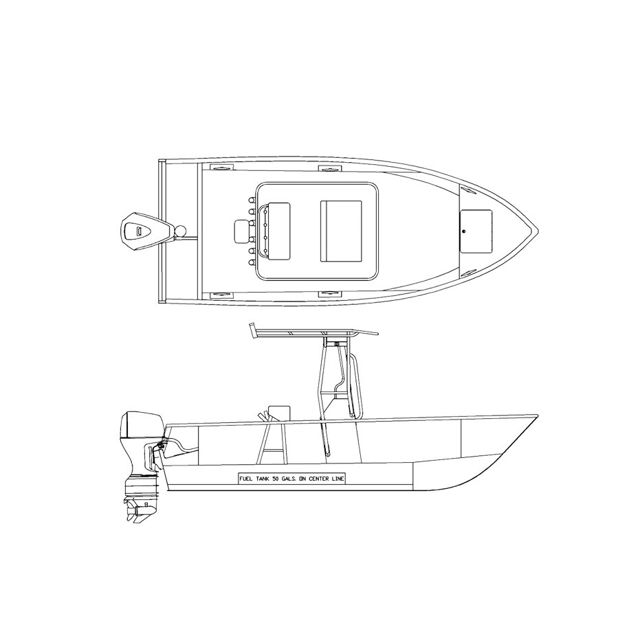 V2175 line drawing of the T-Top model