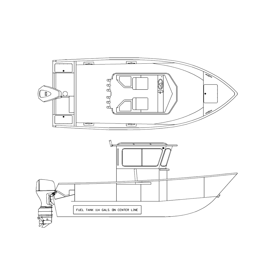 V2175 line drawing of the Walk Around Cabin 5'/6'