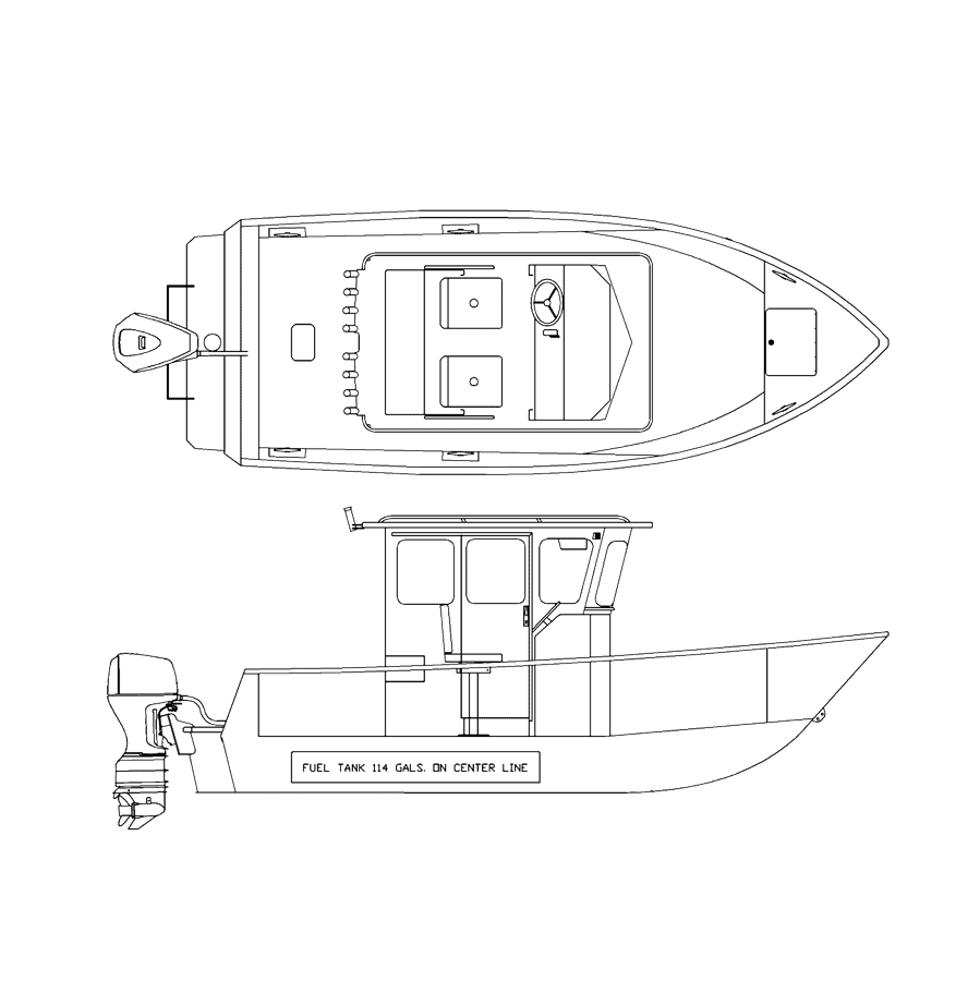 V2325 line drawing of the Walk Around Cabin 7'