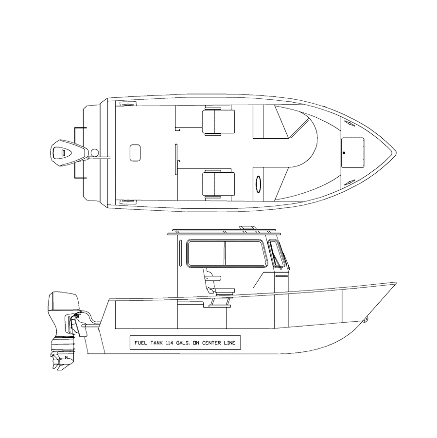 V2325 line drawing of the Walk Thru Cabin