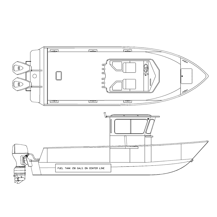 V2600 line drawing of the Walk Around Cabin 5'/6'