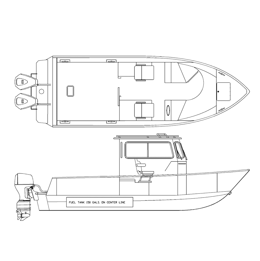 V2600 line drawing of the Walk Thru Cabin