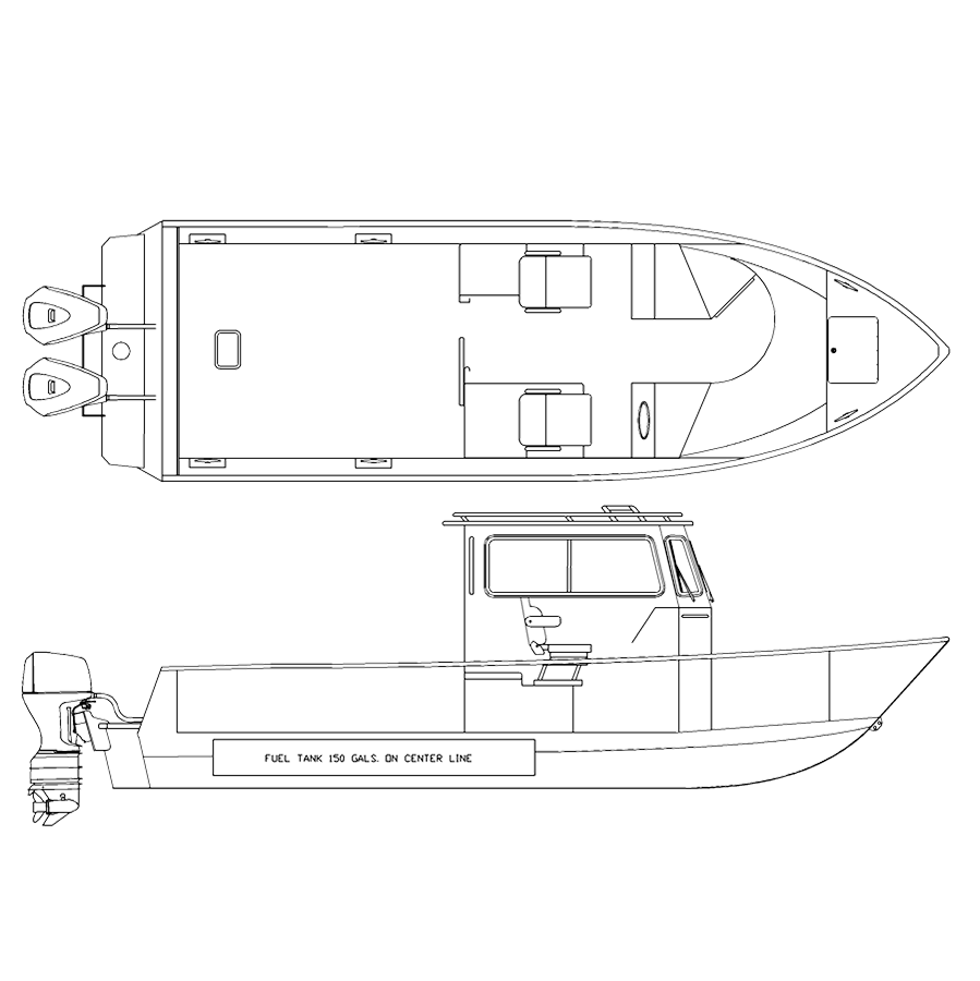 V2800 line drawing of the Walk Thru Cabin
