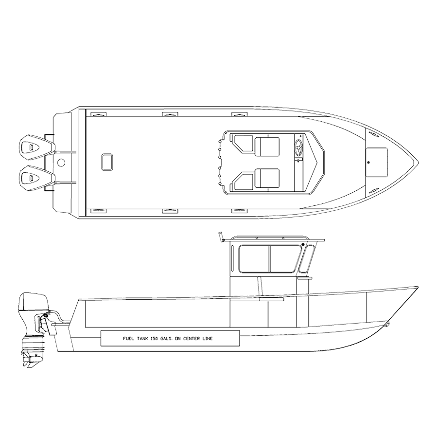 V2800 line drawing of the Walk Around Cabin 5'/6'